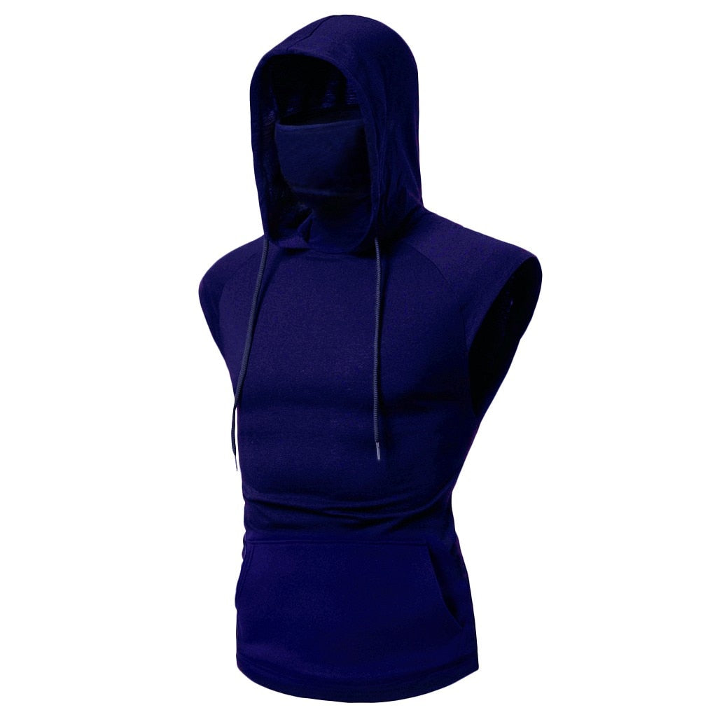 Mens Button Mask Hooded Vest