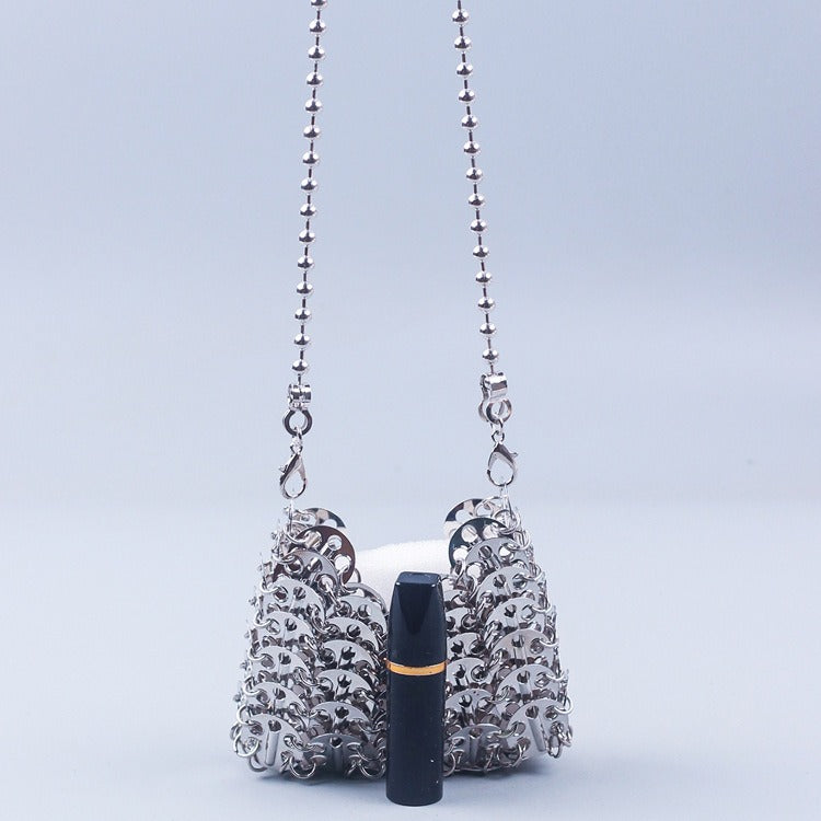 Metal sequin bead chain bag