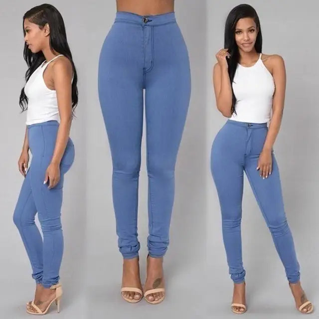 Womens Plus Size High Waist Skinny Jeans