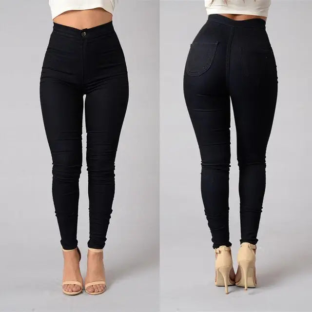 Womens Plus Size High Waist Skinny Jeans