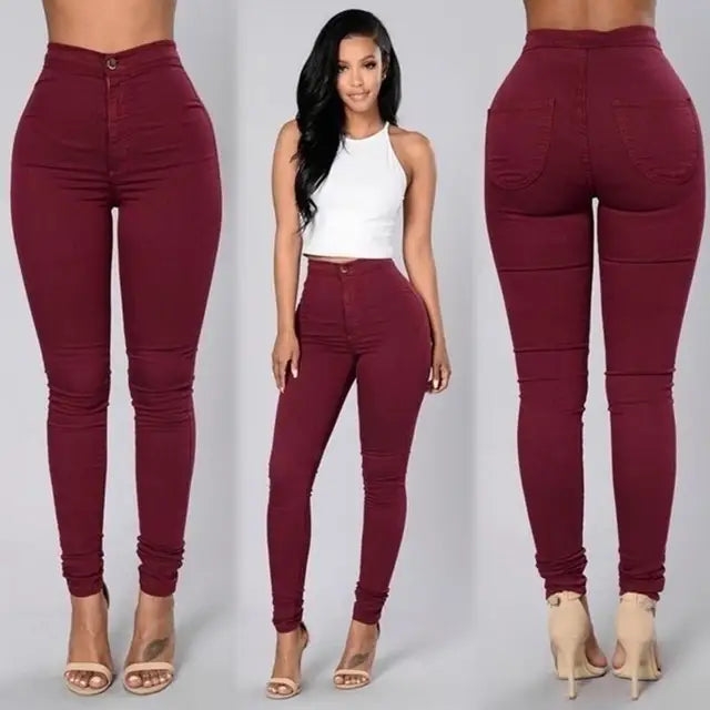 Womens Plus Size High Waist Skinny Jeans