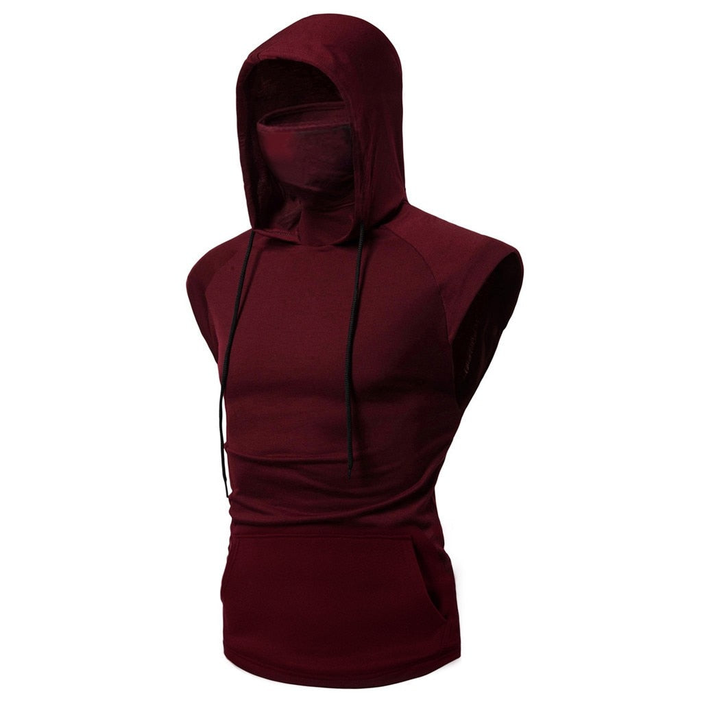 Mens Button Mask Hooded Vest