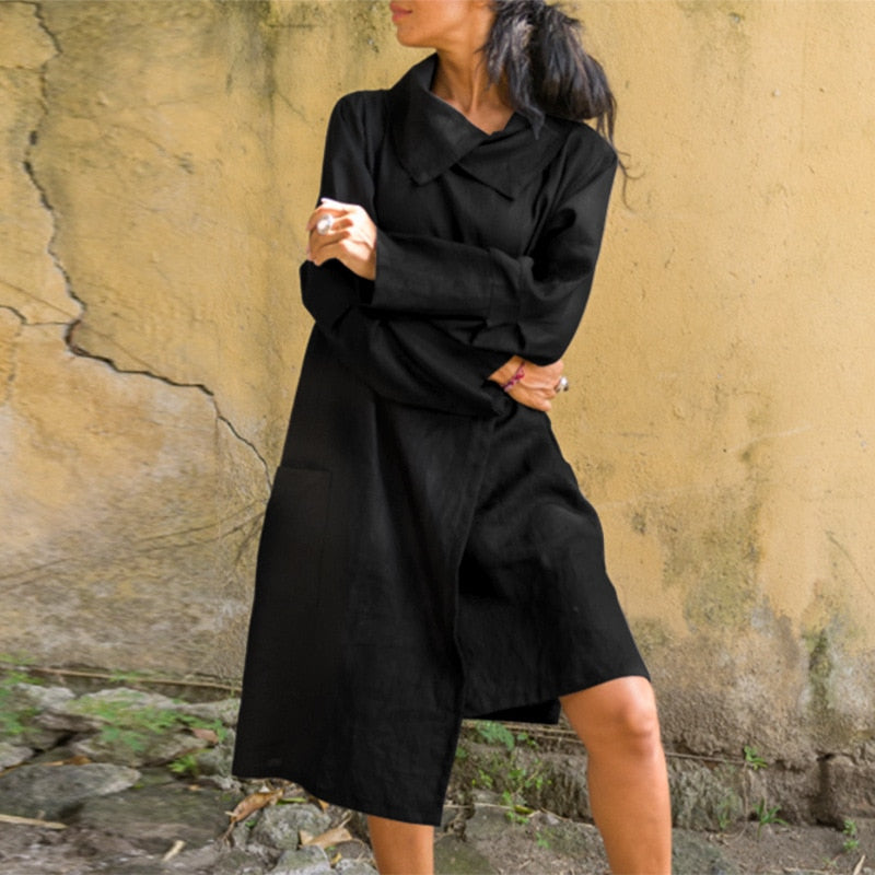 Womens Long Sleeve Casual Loose Dress