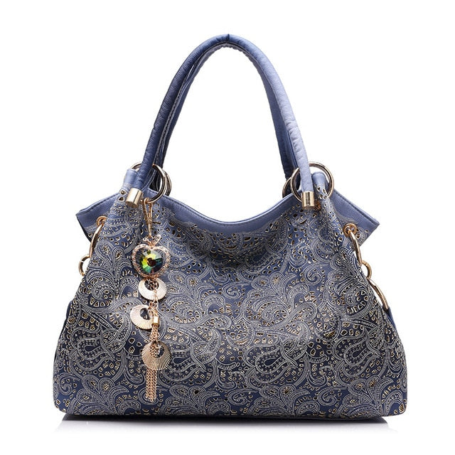 Hollow ombre Tote handbag (floral Style)