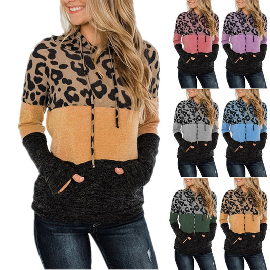 Womens Leopard Print Fleece Hoodie