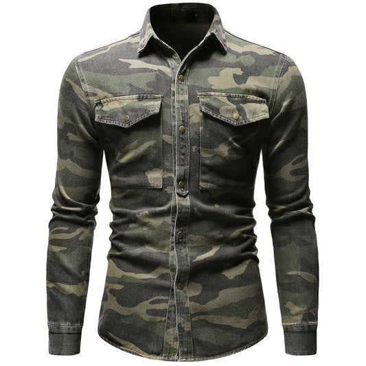 Mens Camouflage Denim Shirt