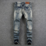 Mens Ripped Slim-Fit Stretch Jeans