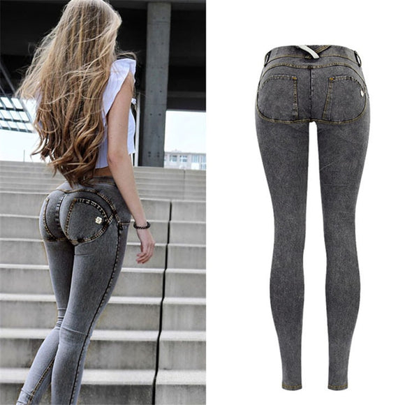 Womens Low Rise Push Up Skinny Denim Jeans
