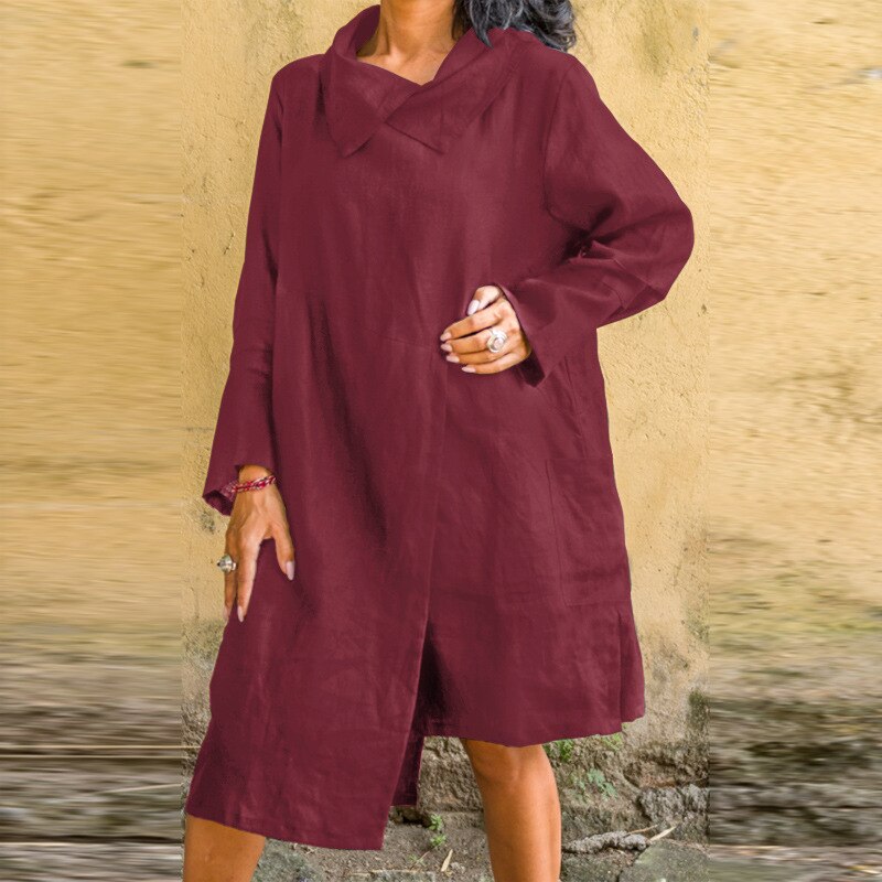 Womens Long Sleeve Casual Loose Dress