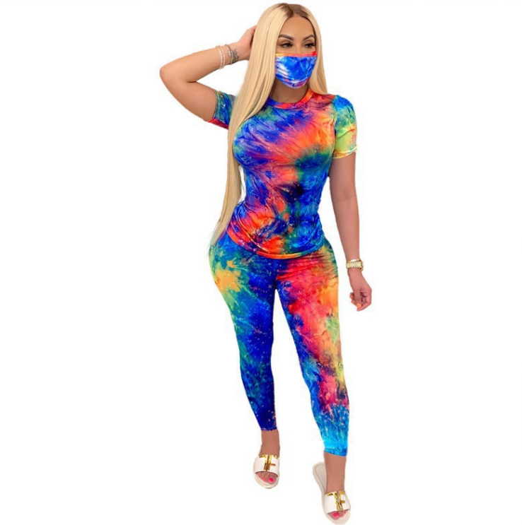 Womens Tie-Dye 2-Piece Set With Mask