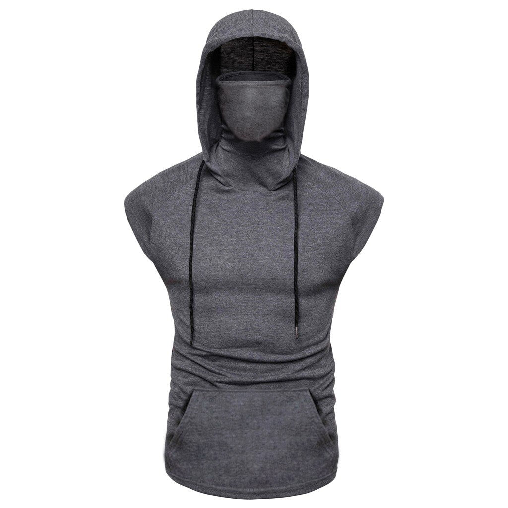 Mens Button Mask Hooded Vest