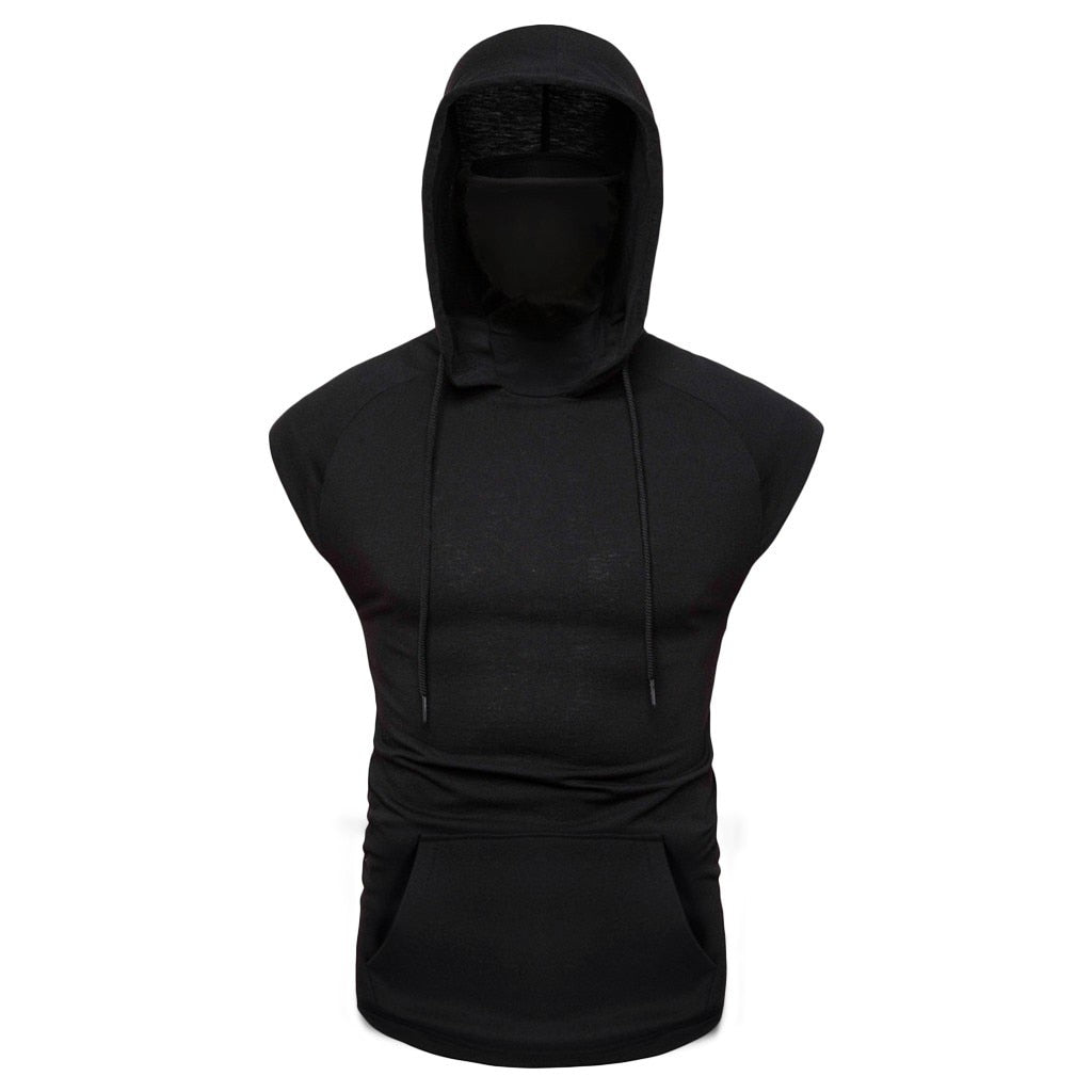 Mens Button Mask Hooded Vest