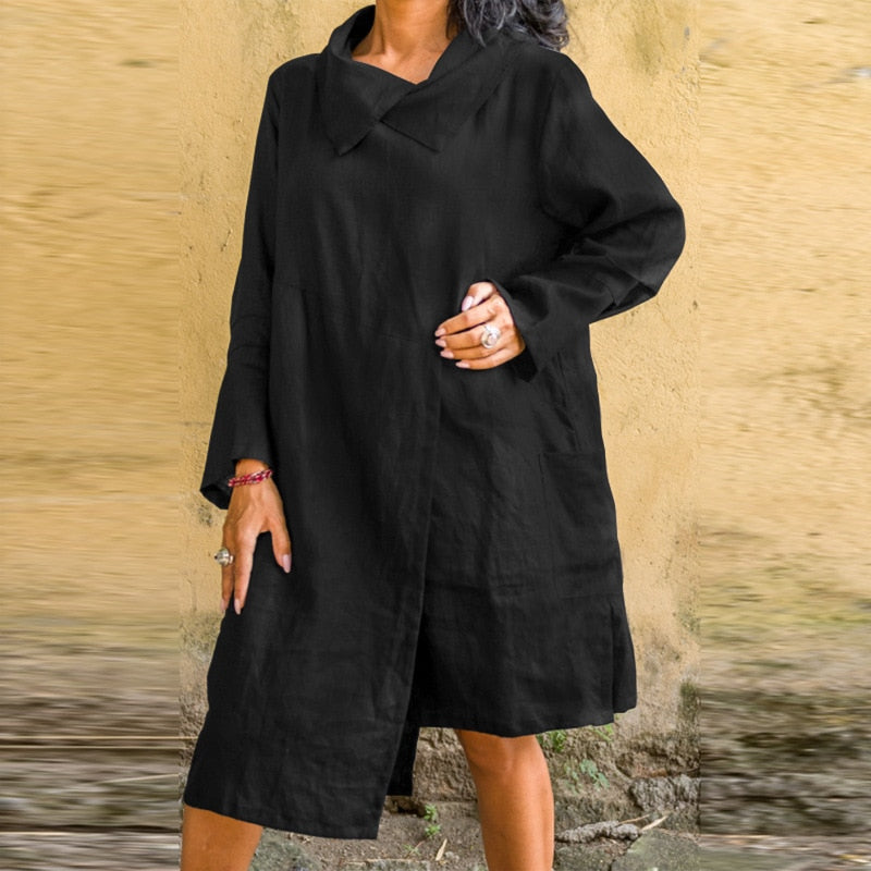 Womens Long Sleeve Casual Loose Dress