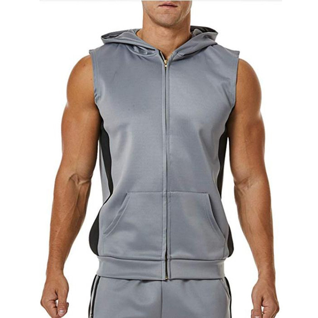 Mens Hooded Zipper Vest