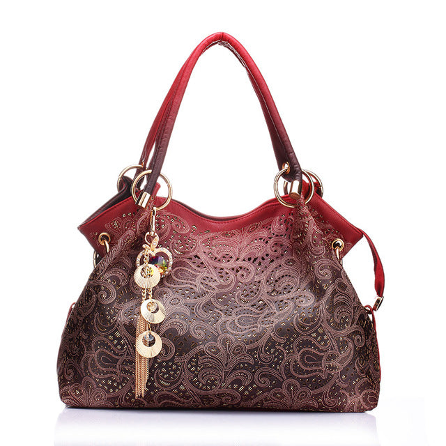 Hollow ombre Tote handbag (floral Style)