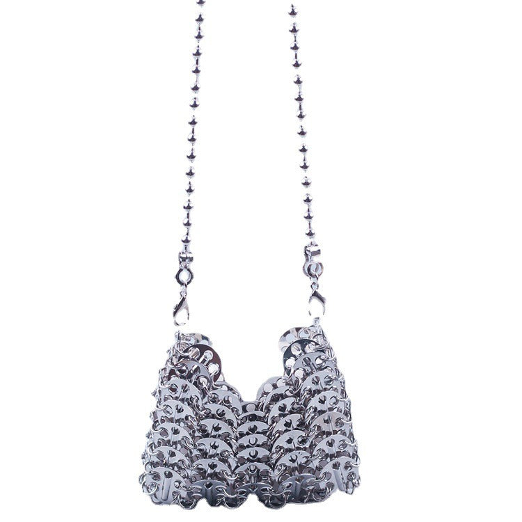 Metal sequin bead chain bag