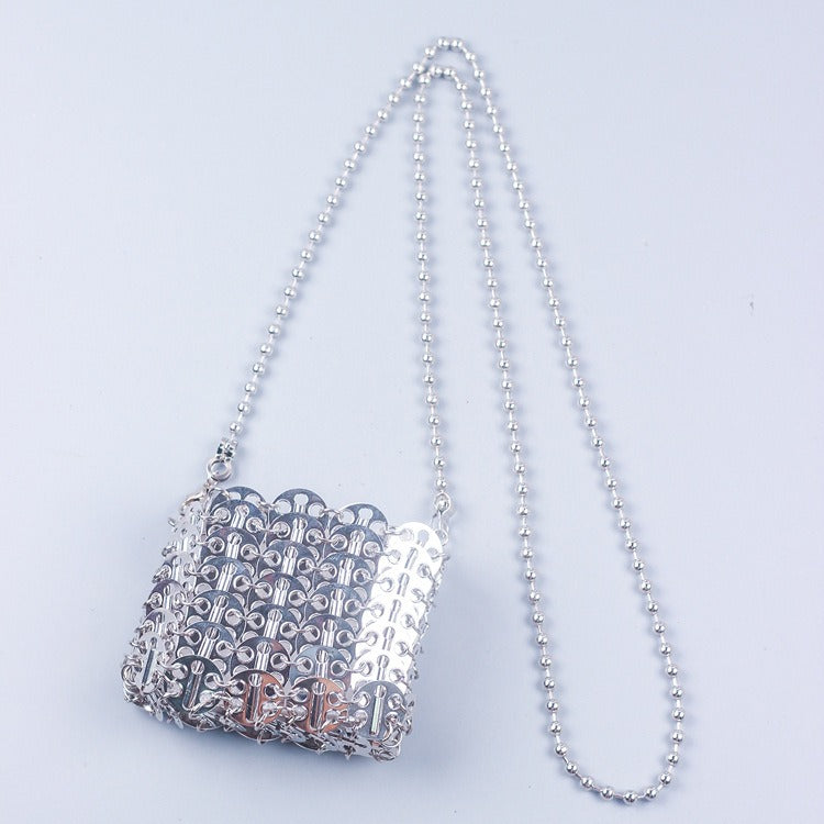 Metal sequin bead chain bag