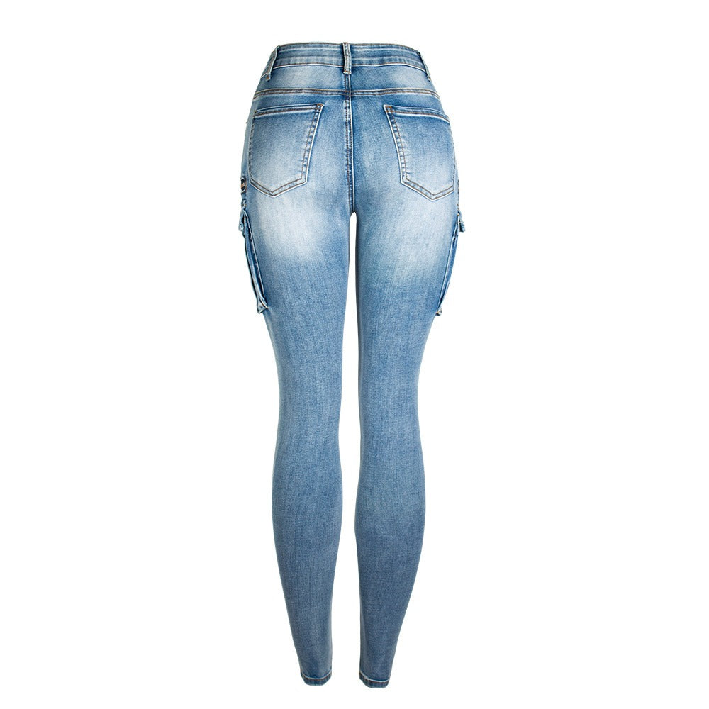 Womens Ultra Stretchy Denim Cargo Jeans