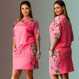 Womens Casual Straight Floral Print Dress (Bigsweety)