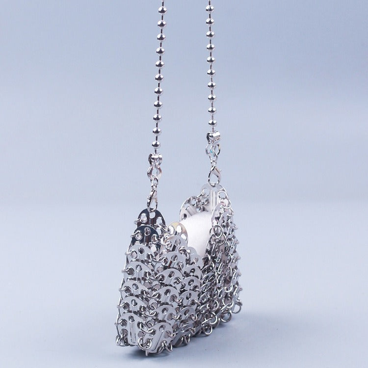 Metal sequin bead chain bag