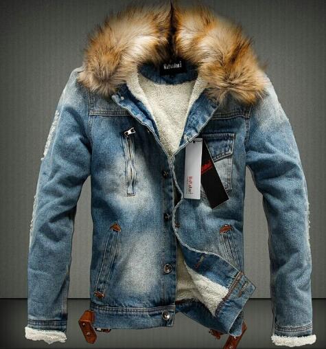 Mens Thick Style Jeans Jacket Coat