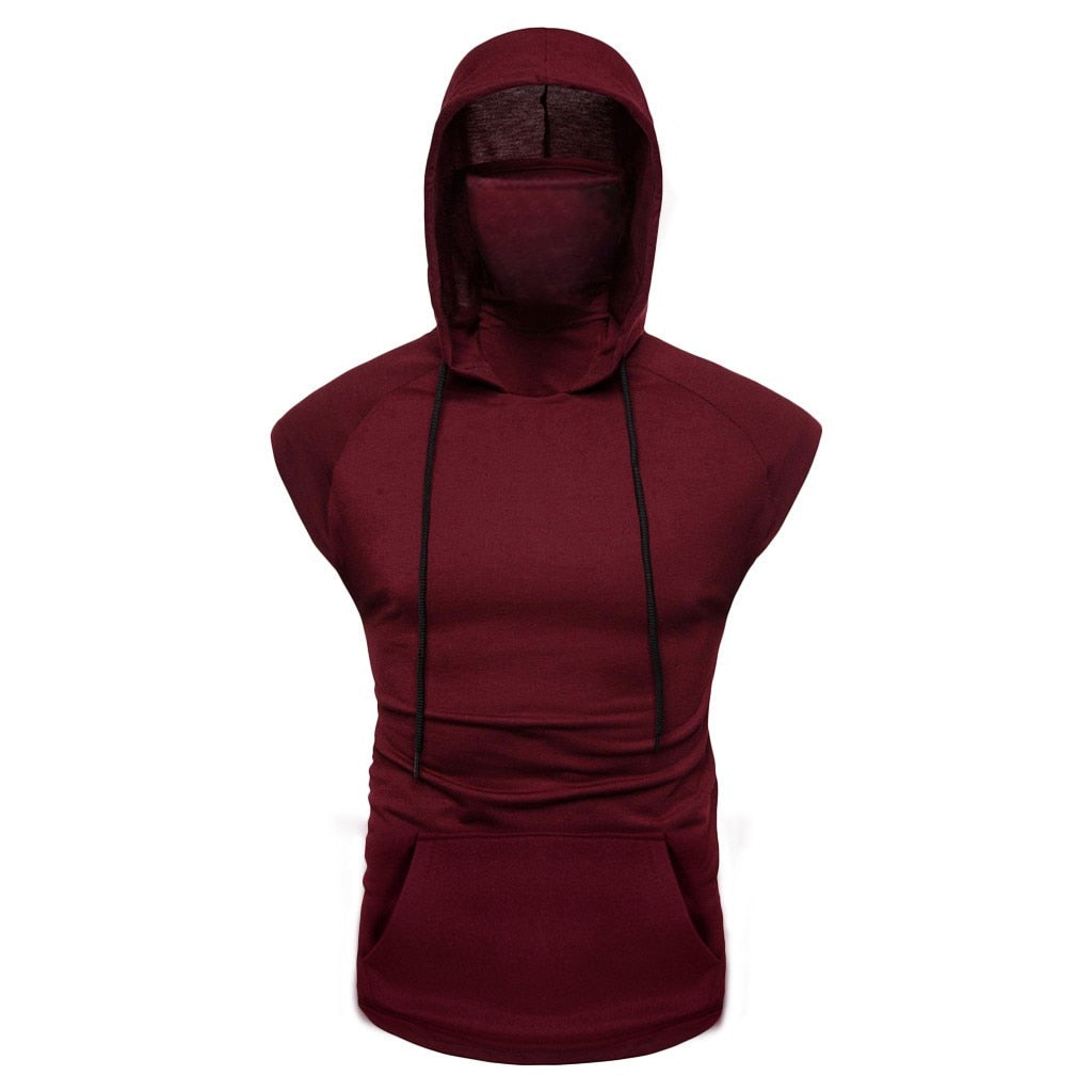 Mens Button Mask Hooded Vest