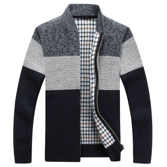 Mens Thick Knitted Cardigan Zipper Coat