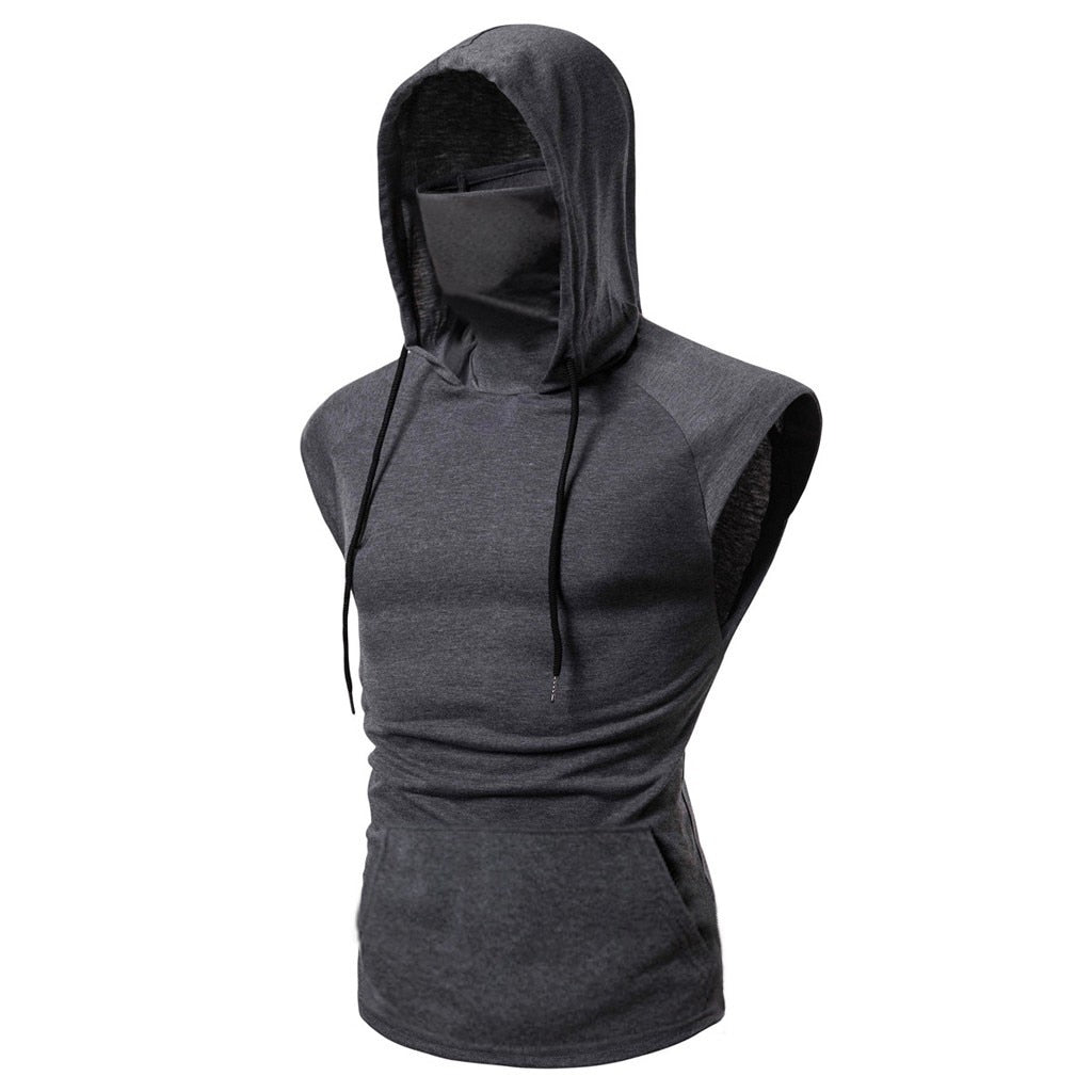 Mens Button Mask Hooded Vest