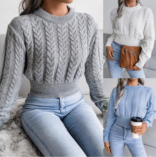 Womens Cropped Knitted Jumper