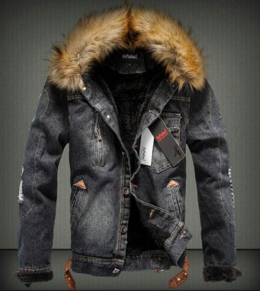 Mens Thick Style Jeans Jacket Coat