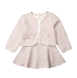 2- Piece Kids Plaid Coat Tutu Dress Outfit