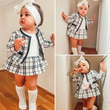 2- Piece Kids Plaid Coat Tutu Dress Outfit