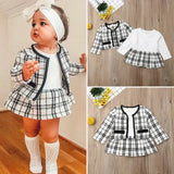 2- Piece Kids Plaid Coat Tutu Dress Outfit