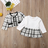 2- Piece Kids Plaid Coat Tutu Dress Outfit